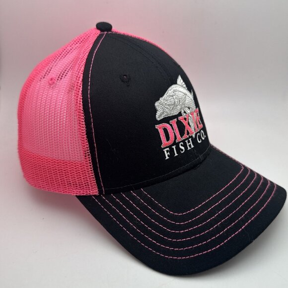 Dixie Fish Company Trucker Hat Cap Mesh SnapBack Adjustable Pink Fishing - Picture 2 of 5